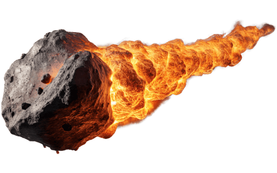 burning meteorites, asteroids on isolated background png