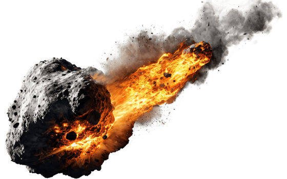 burning meteorites, asteroids on isolated background png