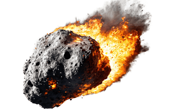 burning meteorites, asteroids on isolated background png