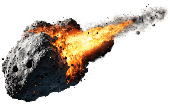 burning meteorites, asteroids on isolated background png