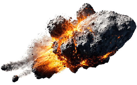 burning meteorites, asteroids on isolated background png