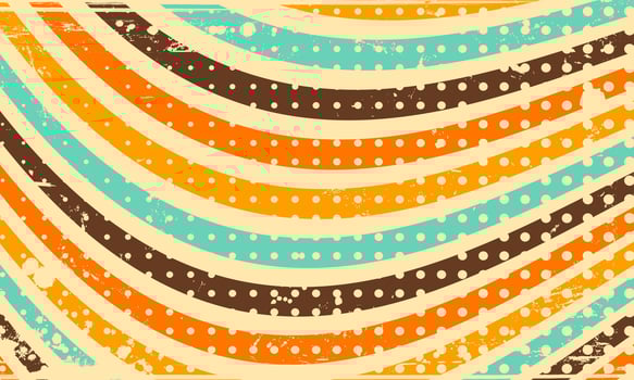 Abstract Vintage Retro 60s 70s Aesthetic Wavy Pattern Background with Rough Halftone Spilled Ink Print Texture vector