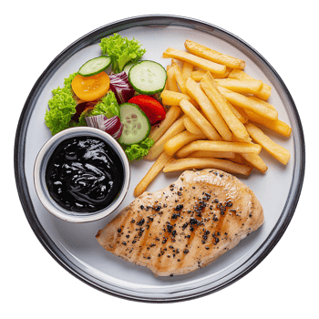 chicken steak salad and mashed potatoes png