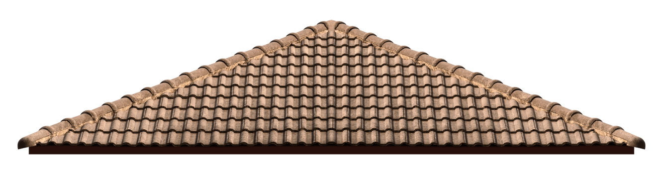 Mockup hip roof brown tile pattern png