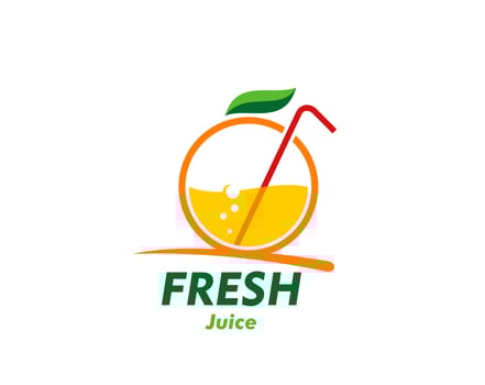 Natural juice icon, fresh fruit drink or cocktail vector