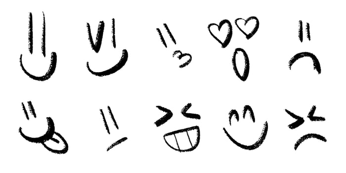 Hand-Drawn Expressive Cartoon Faces Set vector