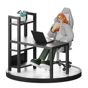 3D Illustrations of Taking a Break with a Refreshing Drink png