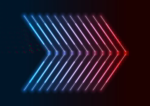 Blue red neon laser arrows technology background vector