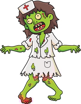 Zombie Nurse Cartoon Colored Clipart Illustration vector