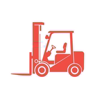 Red forklift icon on white background. illustration in trendy flat style vector