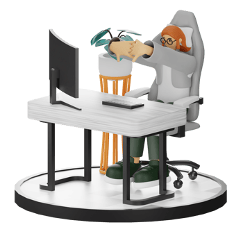 3D Illustrations of Working Hands-on with Computers png