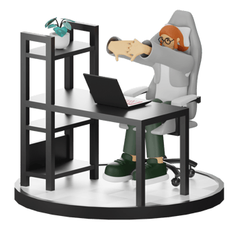 3D Illustrations of Working Hands-on with Computers png