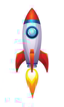 Spaceship rocket cartoon illustration isolated on white background vector