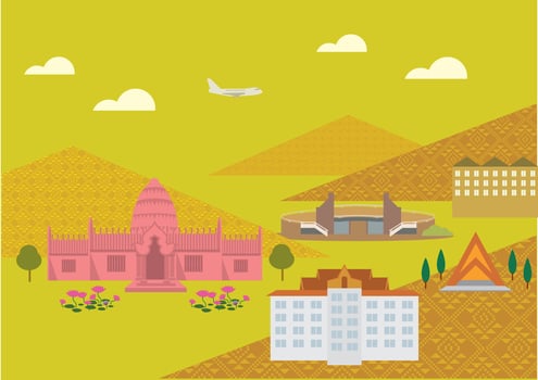 Scenery of important heritage sites in the northeastern region of Thailand vector