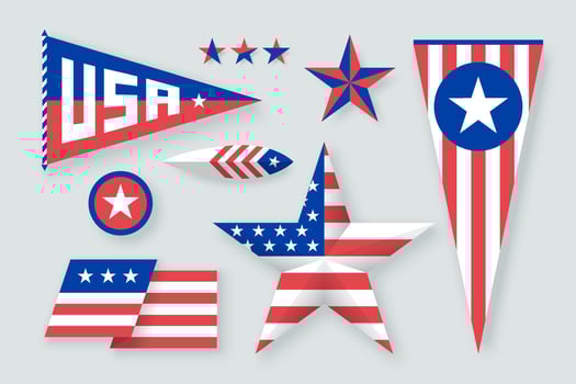 Set of USA symbols and design elements vector