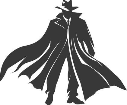 silhouette mysterious man in a cloak black color only vector