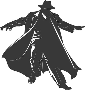 silhouette mysterious man in a cloak black color only vector
