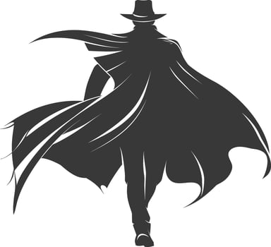 silhouette mysterious man in a cloak black color only vector