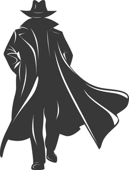 silhouette mysterious man in a cloak black color only vector