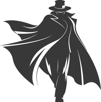 silhouette mysterious man in a cloak black color only vector