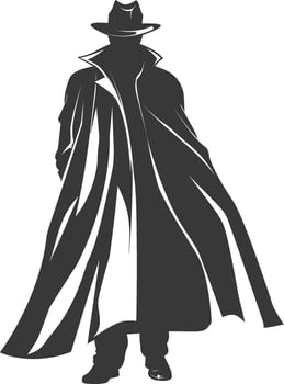 silhouette mysterious man in a cloak black color only vector