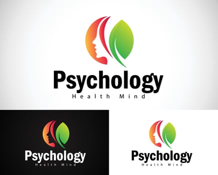 Psychology logo creative health mind mental smart nature leave design concept vector