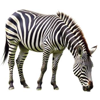 A zebra is eating grass in a field png