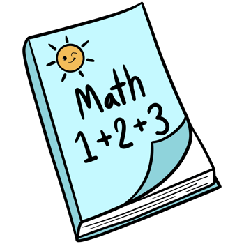 Groovy back to school clipart, Math book illustration in trendy retro y2k style. png