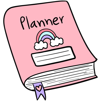 Groovy planner notebook clipart, Back to school illustration in trendy retro y2k style. png