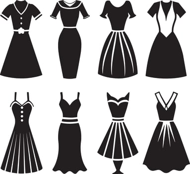 set of girls dress illustration isolated white background vector