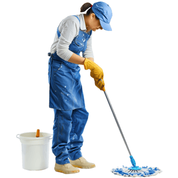 Cleaning service woman mopping the floor, transparent background png