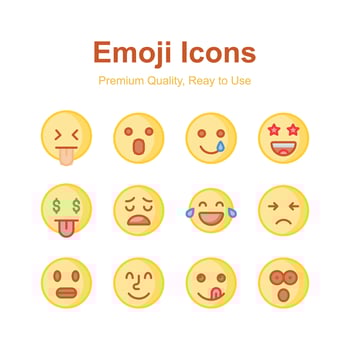 Creatively crafted emoji icons, cute expressions set vector