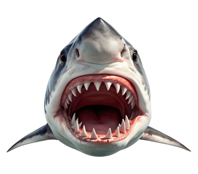 Frontal shark with open mouth colored and colored png
