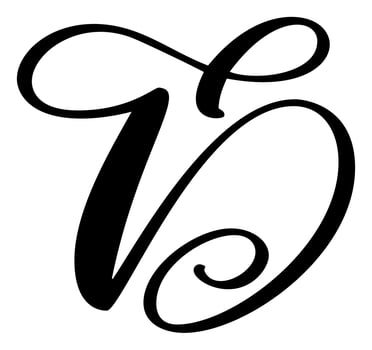 calligraphy hand drawn letter D logo. Script font. Handwritten brush style vector