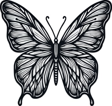 The iconic outline of a butterfly vector