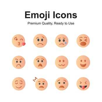 Cute emoji icons, emoticon vectors, isolated on white background vector
