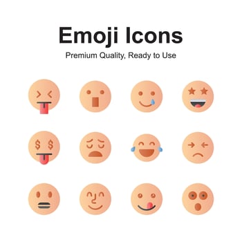 Creatively crafted emoji icons, cute expressions set vector