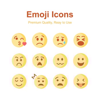 Cute emoji icons, emoticon vectors, isolated on white background vector