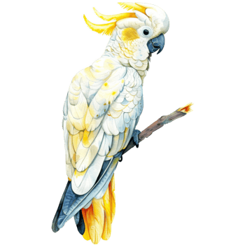 Sulfur-Crest Cockatoo, Bird Illustration. Watercolor Style. png