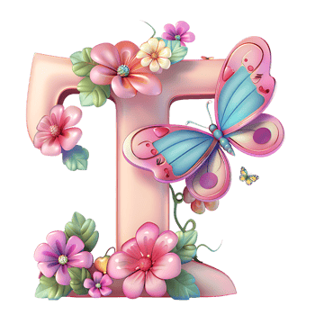 Flower and Butterfly Alphabet Design png