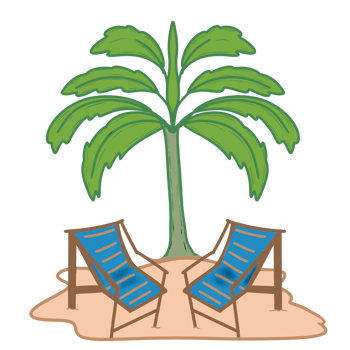 Summer coconut trees and beach chair png