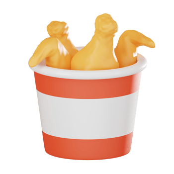 Savory Delight of Fried Chicken in Buckets Fast Food. 3D Render png