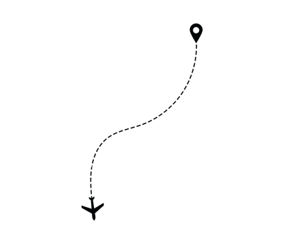 Airplane dotted route line the way airplane. Flying with a dashed line from the starting point and along the path png