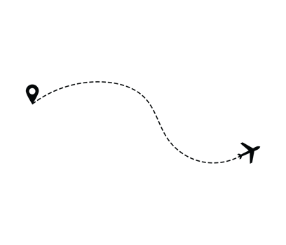 Airplane dotted route line the way airplane. Flying with a dashed line from the starting point and along the path png