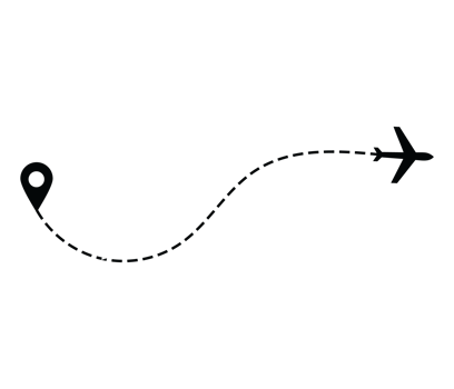 Airplane dotted route line the way airplane. Flying with a dashed line from the starting point and along the path png