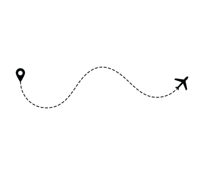 Airplane dotted route line the way airplane. Flying with a dashed line from the starting point and along the path png