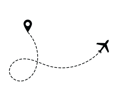Airplane dotted route line the way airplane. Flying with a dashed line from the starting point and along the path png