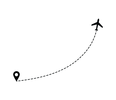 Airplane dotted route line the way airplane. Flying with a dashed line from the starting point and along the path png