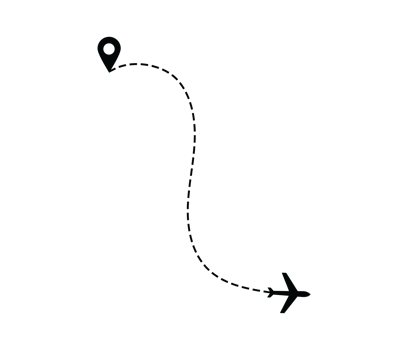 Airplane dotted route line the way airplane. Flying with a dashed line from the starting point and along the path png