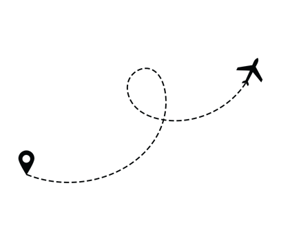 Airplane dotted route line the way airplane. Flying with a dashed line from the starting point and along the path png